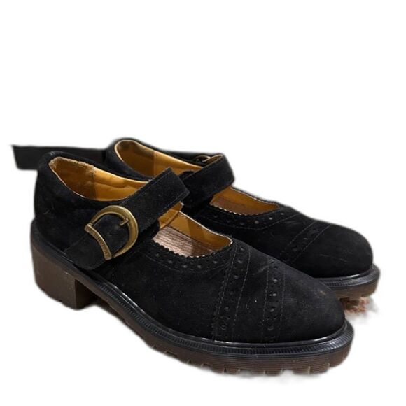 Dr Martens Made in England Brogue VTG 90s Mary Jane Shoe Suede Leather UK 5 US 7 - Picture 1 of 7